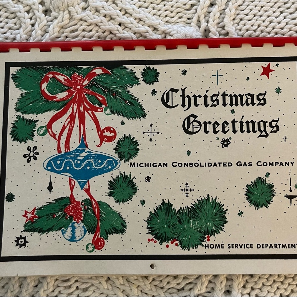Christmas Greetings Holiday Calendar from Michigan Consolidated Gas Company 1958